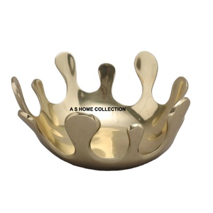 ชามทองเหลืองลายนูนทรงหยดน้ำชามสำหรับใช้เสิร์ฟอาหารเย็นชามใหญ่ลายดอกไม้หยดน้ำตา - Product Image 1