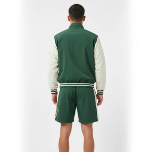 Custom Logo Plus Size <b>Men</b> Windbreaker Tracksuit Set Patchwork Zip Up Streetwear Jogger <b>Jacket</b> & Shorts Set Satin Fabric Casual - Product Image 3