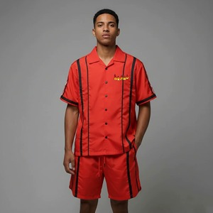 Ensemble de survêtement coupe-vent personnalisé pour homme, idéal pour la course estivale, avec fermeture éclair réfléchissante, en polyester/nylon, style streetwear, veste et short - Product Image 1