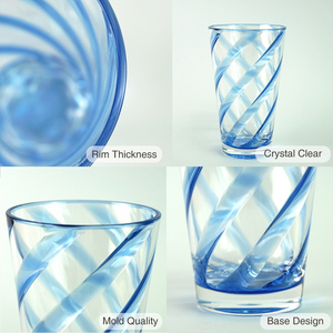 [Holar] Vasos de Plástico Reutilizables de 20 oz, Transparentes, con Diseño de Rayas Azules en Espiral, Resistentes a los Golpes, Hechos en Taiwán, para Fiestas al Aire Libre y Junto a la Piscina - Product Image 4