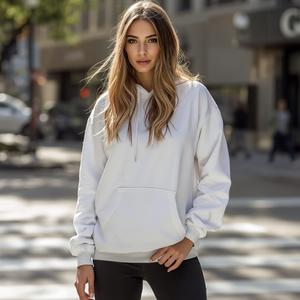Robe Sweatshirt Longue à Capuche en Coton au-dessus du Genou, Décontractée et Confortable, Style Streetwear pour Femme, Vente en Gros OEM - Product Image 2