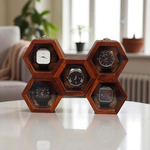 AHTE MANUEXPO Wooden Watch Box for Men & Women-Handmade Storage & <b>Display</b> <b>Case</b> with Jewelry Compartment - Product Image 2