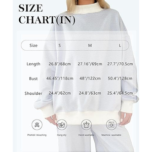 Sudadera Oversize Blanca a Rayas SKY para Mujer, Cuello Alto, Estilo Casual, Hombros Caídos, Sudadera con Capucha, Ropa Urbana - Product Image 6