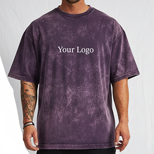 T-shirt personnalisé OEM/ODM en molleton 100 % coton, délavé à l'acide, effet soleil, coupe ample, épaules tombantes, impression sérigraphiée sur mesure - Product Image 2