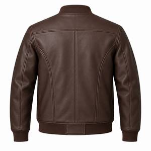 Chaqueta Safari Clásica de Cuero para Hombre, Chaqueta Casual Impermeable y Cortavientos de Piel de Cordero Suave, Estilo Vintage, Moda Urbana, Personalizada - Product Image 6