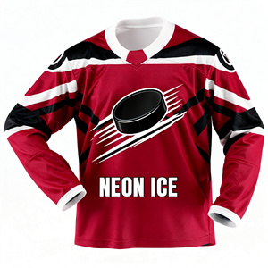 Camiseta de Hockey sobre Hielo Sublimada Personalizada Neon Ice, Manga Larga, Absorbente de Humedad, Ropa Deportiva de Poliéster para Hombre - Product Image 1