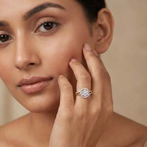Bague de fiançailles ronde en moissanite avec pavé incurvé, plaqué or/argent/or rose, bijoux élégants pour mariée et fête de mariage - Product Image 1