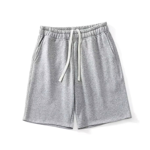 Shorts Bermuda en coton blanc pour homme, taille élastique, décontractés, respirants, tricotés, couleur unie, style jogger - Product Image 5