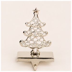 Wholesale Silver Crystal Christmas Tree <b>Stocking</b> <b>Holder</b> Heavy Duty Metal Mantle Hanger With Jeweled Details For Festive Holiday - Product Image 1