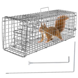 Trampa de Alambre Galvanizado para Gatos, Plegable, con Liberación de Animales Vivos, Atrapa Roedores Pequeños, Mapaches, Marmotas y Animales Pequeños - Product Image 1