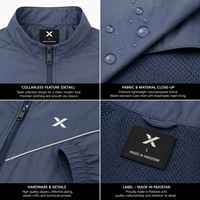 Ensemble coupe-vent sans col à capuche pour homme X Sports City, style sportif en polyester avec blocs de couleur, fermeture éclair, pour l'automne, OEM/ODM
