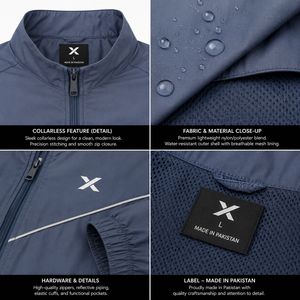 Ensemble coupe-vent sans col et à capuche pour homme X Sports City, style sportif en polyester avec blocs de couleur, fermeture éclair, pour l'automne, OEM/ODM - Product Image 5