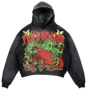 2 Pieces Hoodie <b>Set</b> Terry Sun Faded Wash 100% Cotton Custom Screen Print Logo Track Short <b>Set</b> Pullover Hoodies & Mesh Shorts - Product Image 2