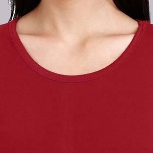 Camiseta de Verano Ecológica Personalizable para Mujer, Venta al por Mayor, Hombros Caídos, Corte Regular, Algodón y Poliéster, Color Rojo - Product Image 6