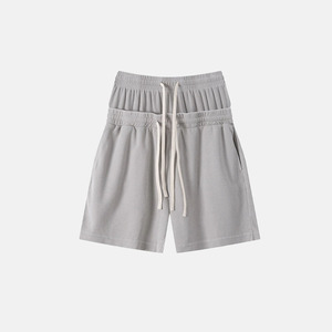 Pantalones Cortos de Pana para Hombre, Cintura Alta, Color Sólido, Cintura Elástica, Diseño Casual Transpirable con Bolsillos, Ajuste Cómodo, Estilo Deportivo - Product Image 1