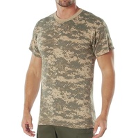 T-shirt tactique camouflage en coton/polyester pour homme, col rond, respirant, manches courtes, imprimé numérique, tricoté