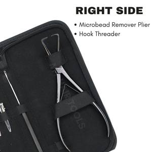 Outils de pose d'extensions capillaires en acier inoxydable de qualité professionnelle avec extracteur de micro-perles à double ressort, crochet de tirage, enfileur et mini-ciseaux - Product Image 4