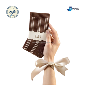 JZVINA <b>Women</b> Non Slip Grip <b>Socks</b> Jacquard Knitted Striped <b>Ankle</b> Athletic Yoga Pilates Barre Indoor - Product Image 3