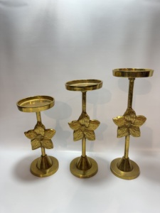 Organic Hammered <b>Brass</b> Gold Aluminium Candle <b>Holders</b> Set 3 Flare Base Taper <b>Candlestick</b> Stands Modern Table Centerpiece Decor - Product Image 5