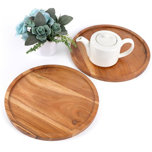 Plateaux en bois d'acacia écologiques faits à la main sans danger pour les aliments Assiettes à dîner pour servir des collations Fruits Noix Personnalisables en vrac Vente en gros - Product Image 4
