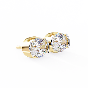 Pendientes de Lujo con Diamantes Cultivados en Laboratorio, Corte Redondo, Media Montura, E VS 1ct Cada Uno, Oro de 14K, Certificados IGI, para Regalo, Fiesta y Aniversario - Product Image 1