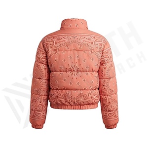 เสื้อแจ็คเก็ตผ้าควิลท์พิมพ์ลายเพสลีย์สำหรับผู้หญิง คอตั้ง แขนยาว ความยาวสั้น บุด้วยโพลีเอสเตอร์ ปิดด้วยซิป - Product Image 2