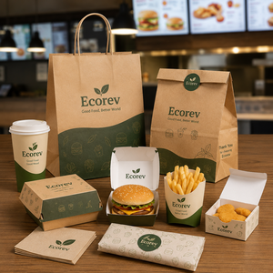 กล่องบรรจุภัณฑ์อาหารกระดาษคราฟท์ ECOREV รูปทรงสี่เหลี่ยมผืนผ้า รีไซเคิลได้ เป็นมิตรกับสิ่งแวดล้อม ใช้แล้วทิ้ง ประกอบเองได้ พิมพ์ UV ตามสั่ง - Product Image 3