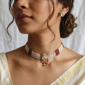 Juego de Collar con Colgante de Perlas y Piedras Kundan Polki de Diseñador Jewelemarket 10575616DGR, Colección de Joyería Fina - Product Image 3