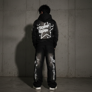 ALIROZ INDUSTRY Survêtements Homme 100% Coton Style Urbain Automne Légers Couleurs Unies Délavé à l'Acide 2-en-1 Respirants - Product Image 2