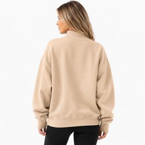 Sudadera Oversize Personalizada para Mujer con Cuello Alto, Bordado de Chenilla, Forro Polar, Ajuste Holgado, Estilo Casual Urbano, Fabricación OEM ODM - Product Image 4