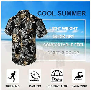 Camisa Hawaiana para Hombre, Manga Corta, con Botones, Ecológica, Transpirable, Informal, Veraniega, Tropical, para la Playa, Aloha, Hawái, Fiesta, Vacaciones - Product Image 3