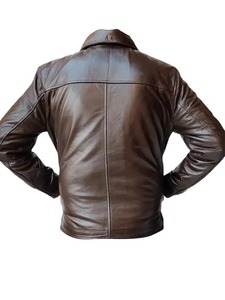 เสื้อแจ็คเก็ตหนังบอมเบอร์สีน้ำตาลสำหรับผู้ชาย - Product Image 2