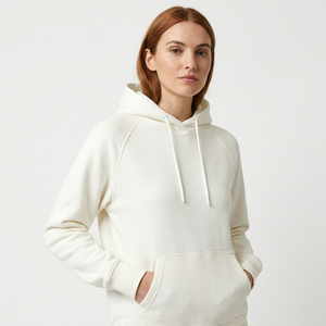 Sweat-shirt à capuche unisexe blanc à manches longues, couleur unie, décontracté, en coton respirant, poids moyen, pour l'automne - Product Image 5