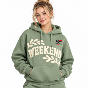 Sweat à capuche artistique pour femmes avec impression en relief, motifs imprimés en trois dimensions, texture en coton doux et style streetwear unique - Product Image 1