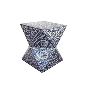 Table d'appoint de luxe en nacre, faite à la main, carrée, en forme de sablier, bleue et blanche, mosaïque de coquillages Capiz, table basse, export direct - Product Image 1