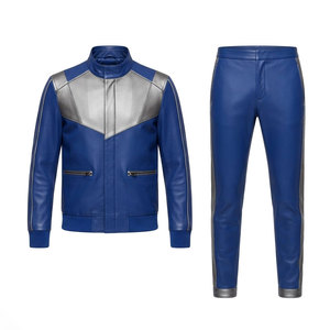 Conjunto Deportivo Urbano de Cuero para Hombre con Chaqueta de Cierre Completo y Pantalones Coordinados, Ropa Moderna de Moda Urbana - Product Image 1