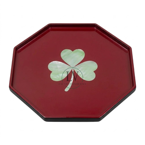 Artículo más popular: Bandeja de café lacada a mano con diseño de trébol de Capiz, artículos para la fiesta del Día de San Patricio de Vietnam - Product Image 3