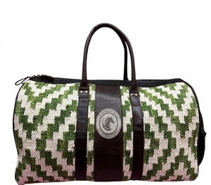 Striped <b>Canvas</b> Travel Duffle <b>Bag</b> Leather Handle Gym Sports Overnight Weekender Carry On Luggage <b>Large</b> Capacity Duffel - Product Image 6