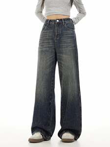 กางเกงยีนส์ทรงหลวมขากว้าง ROCKRUSH รุ่น Unisex สี Medium Wash เอวกลาง ผ้าเดนิมถัก ระบายอากาศ แห้งเร็ว กันลม พิมพ์ลายเต็มตัว - Product Image 2