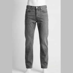 Jean en denim coupe droite délavé foncé pour homme, coupe slim, en coton, style décontracté, pantalon d'automne - Product Image 1