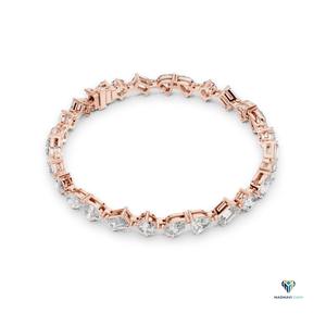 10.29 TCW Multi-Shape Lab Grown Diamond Bracelet in 18K <b>Solid</b> <b>Gold</b>, Round Heart Emerald Pear Marquise Link Bracelet, 6.5 Inch - Product Image 3