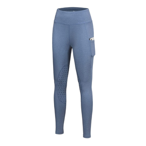 Leggings d'équitation taille haute pour femme, longueur intégrale, avec grip aux genoux, extensibles dans quatre directions, color block bleu - Product Image 5