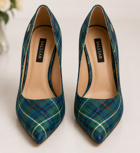 Fashion Women Tartan Stiletto Heels | <b>Pointed</b> Toe Plaid Pumps | Wholesale Ladies High Heels Custom Brand Logos Custom Tartan - Product Image 1