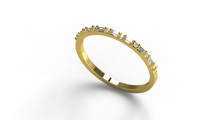 Anillo de Oro de 18K con Diamantes Redondos y Baguette Alternados, Media Eternidad, Anillo Apilable Delicado para Boda, Joyería Fina para Mujer - Product Image 2