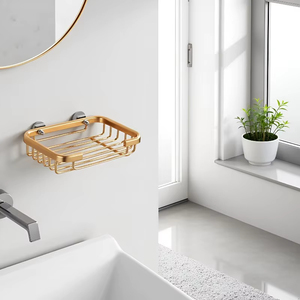 Professional Soap Holder Dish <b>Storage</b> Rack Gold Soap Dish for <b>Shower</b> Creative Hanging Drain Rack Self Adhesive Latest Design - Product Image 6