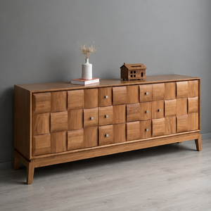 Aparador Minimalista y Elegante de Madera de Teca, Mueble para TV con Múltiples Cajones y Curvas Suaves para Uso en Exteriores de Hoteles - Product Image 1