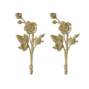Patère murale en métal massif style botanique, motif feuille et branche, minimaliste, simple, pour robe et manteau, décoration murale vintage en métal - Product Image 2