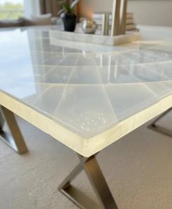 Cubierta de Mesa Cuadrada de Selenita de Lujo, Hecha a Mano, de Cristal Natural, Moderna, Blanca, para Mesa de Centro o Comedor - Product Image 2