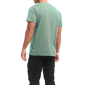 Camiseta de Punto para Hombre, Cuello Redondo, Manga Corta, Color Verde Mar, Estilo Casual, Corte Regular, Transpirable, 100% Algodón Jersey - Product Image 5