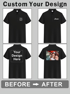 Custom Printed Men's Polo Shirt Black Breathable Quick Dry Work Fashion Uniform Screen Printing Polyester Oeko-Tex Certified Oem - Product Image 4